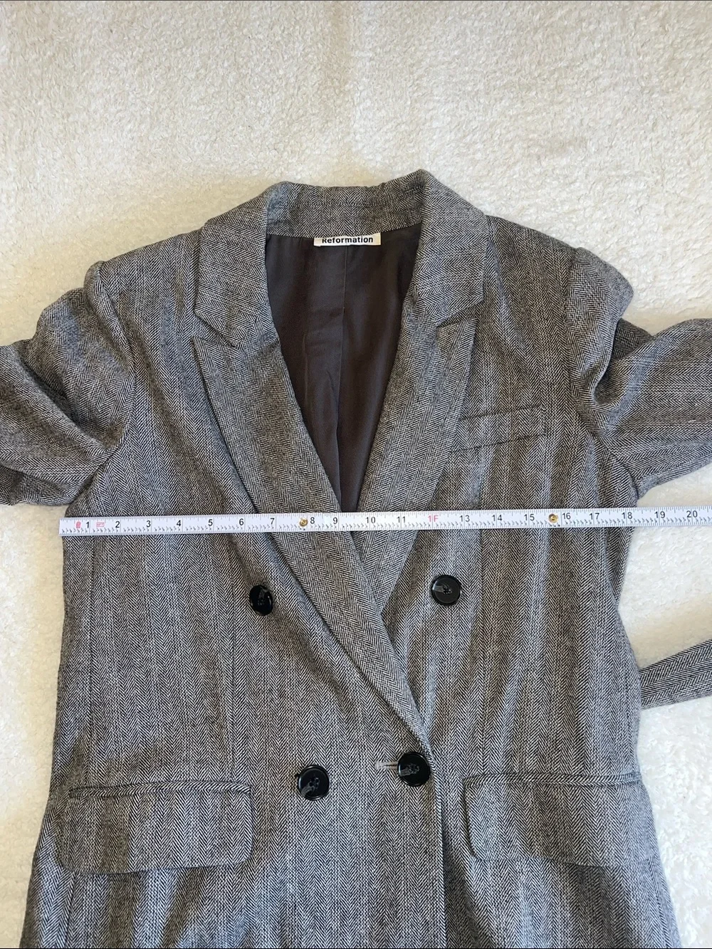 Reformation Newcastle Herringbone Wool Blend Blazer Gray Size‎ L